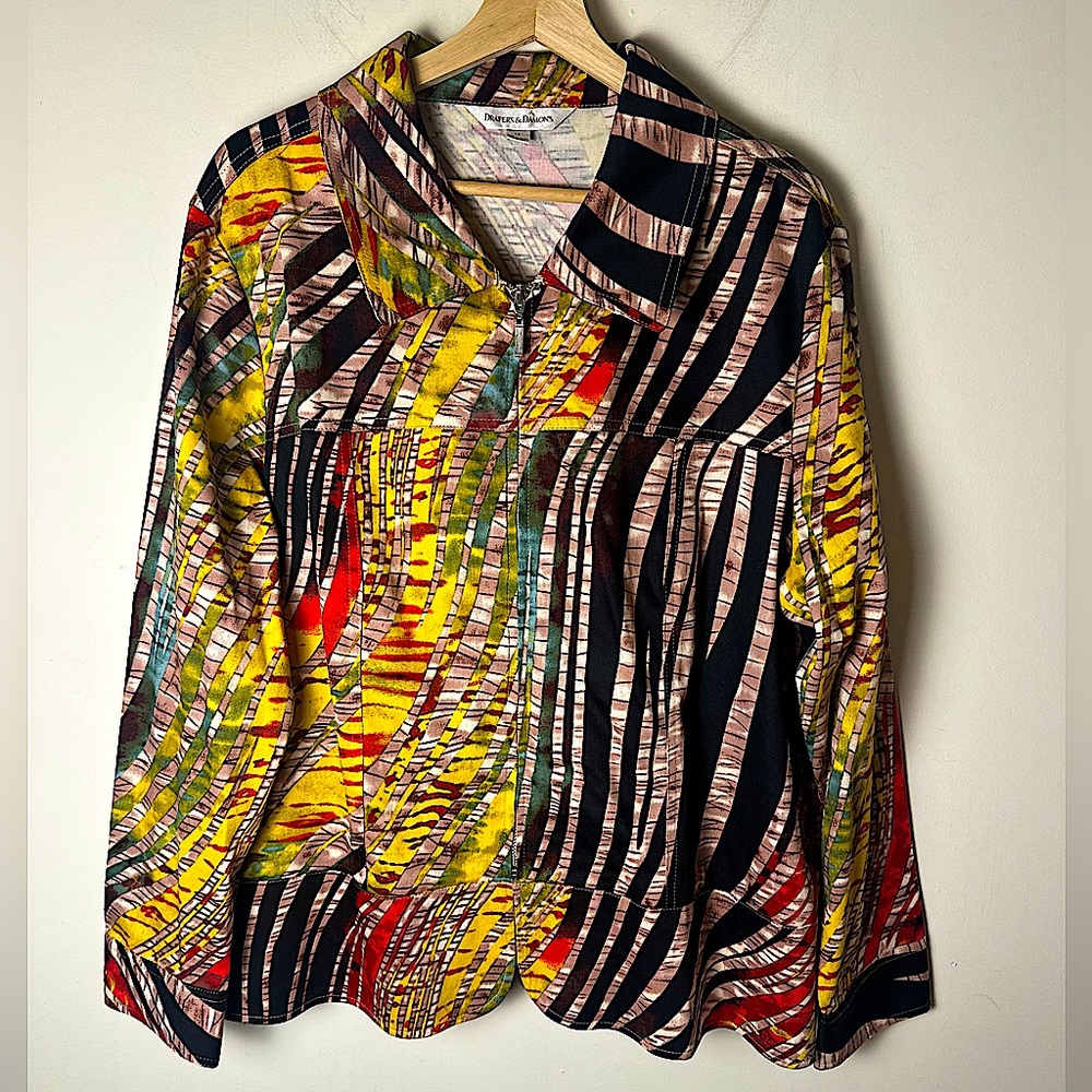 DRAPER’S & DAMON’S Women’s Multicolor Geometric Safari Print Jacket Size 1X